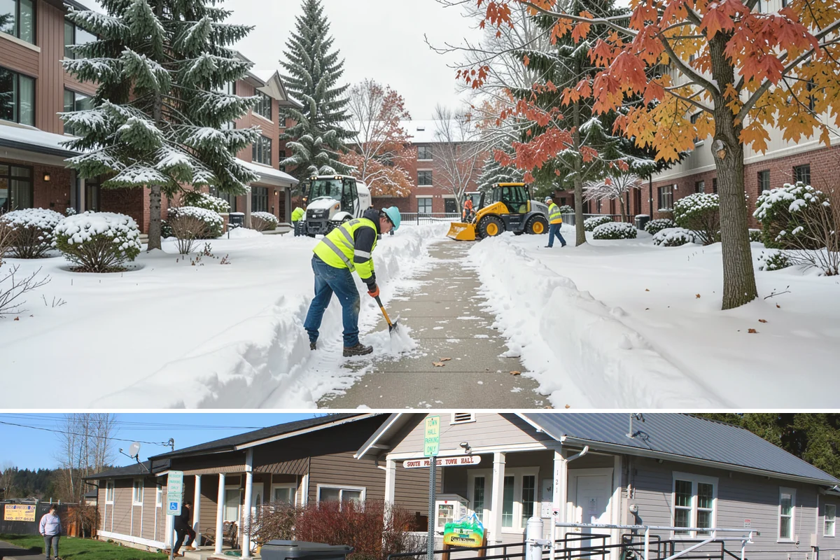 Industrial Facility Deicing in South Prairie, Pierce County, WA - Coverage runs all winter with continuous shift-aligned readiness during the extended cold snaps that follow lowland outflow...