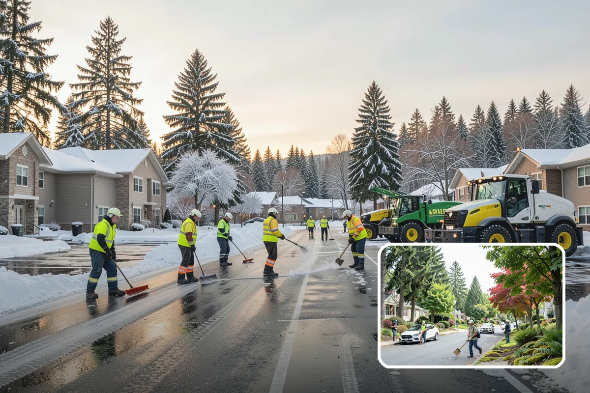 Industrial Facility Parking Lot Snow Removal in Beaux Arts Village, King County, WA - Large lots and truck approaches stay open to protect production
