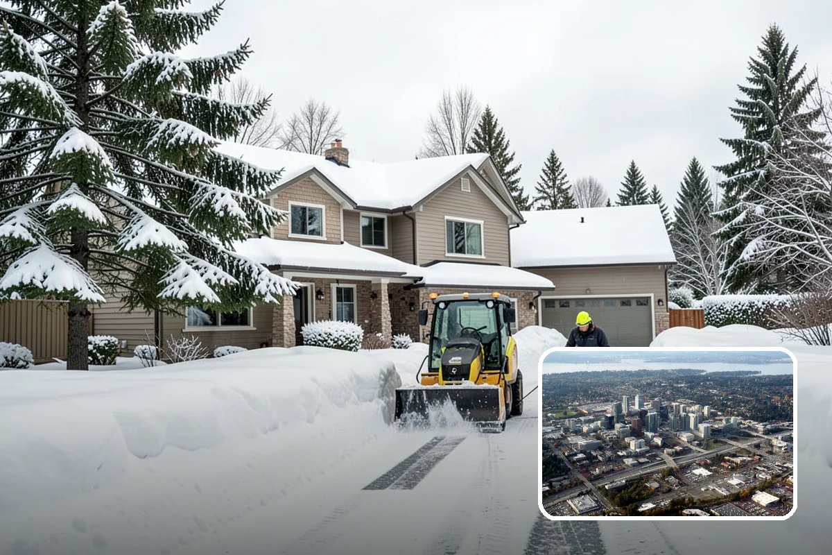 Industrial Facility Parking Lot Snow Removal in Bellevue, King County, WA - Large lots and truck approaches stay open to protect production