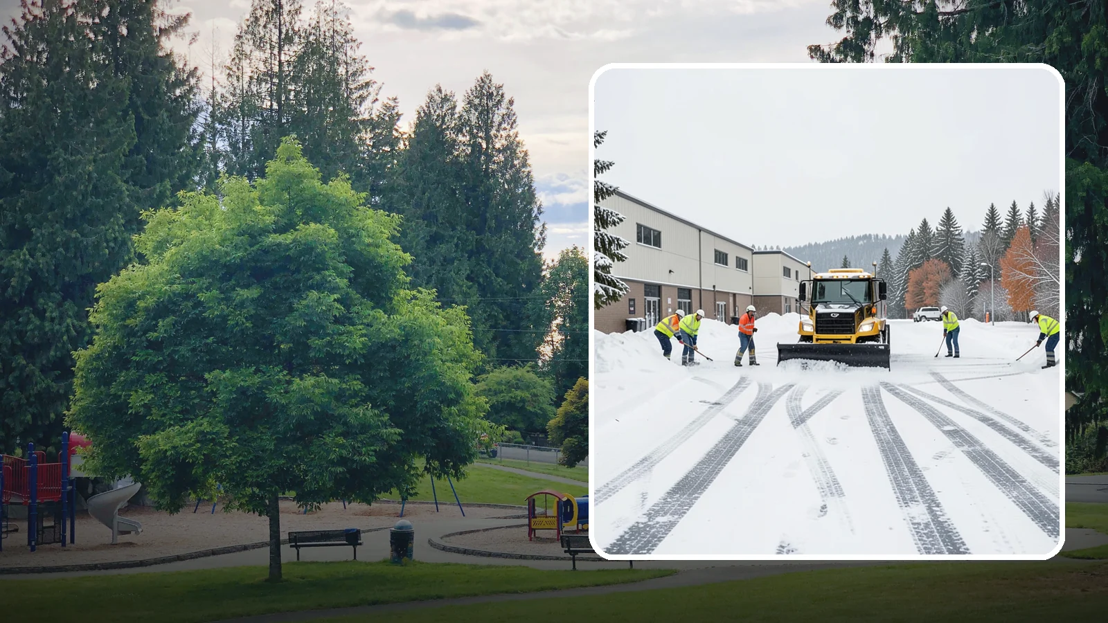 Industrial Facility Parking Lot Snow Removal in Bonney Lake, Pierce County, WA - We clear large industrial lots and truck approaches so Western Washington operations keep running through winter weather.
