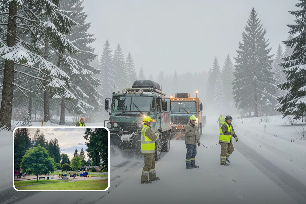 Industrial Facility Parking Lot Snow Removal in Bonney Lake, Pierce County, WA - Large lots and truck approaches stay open to protect production