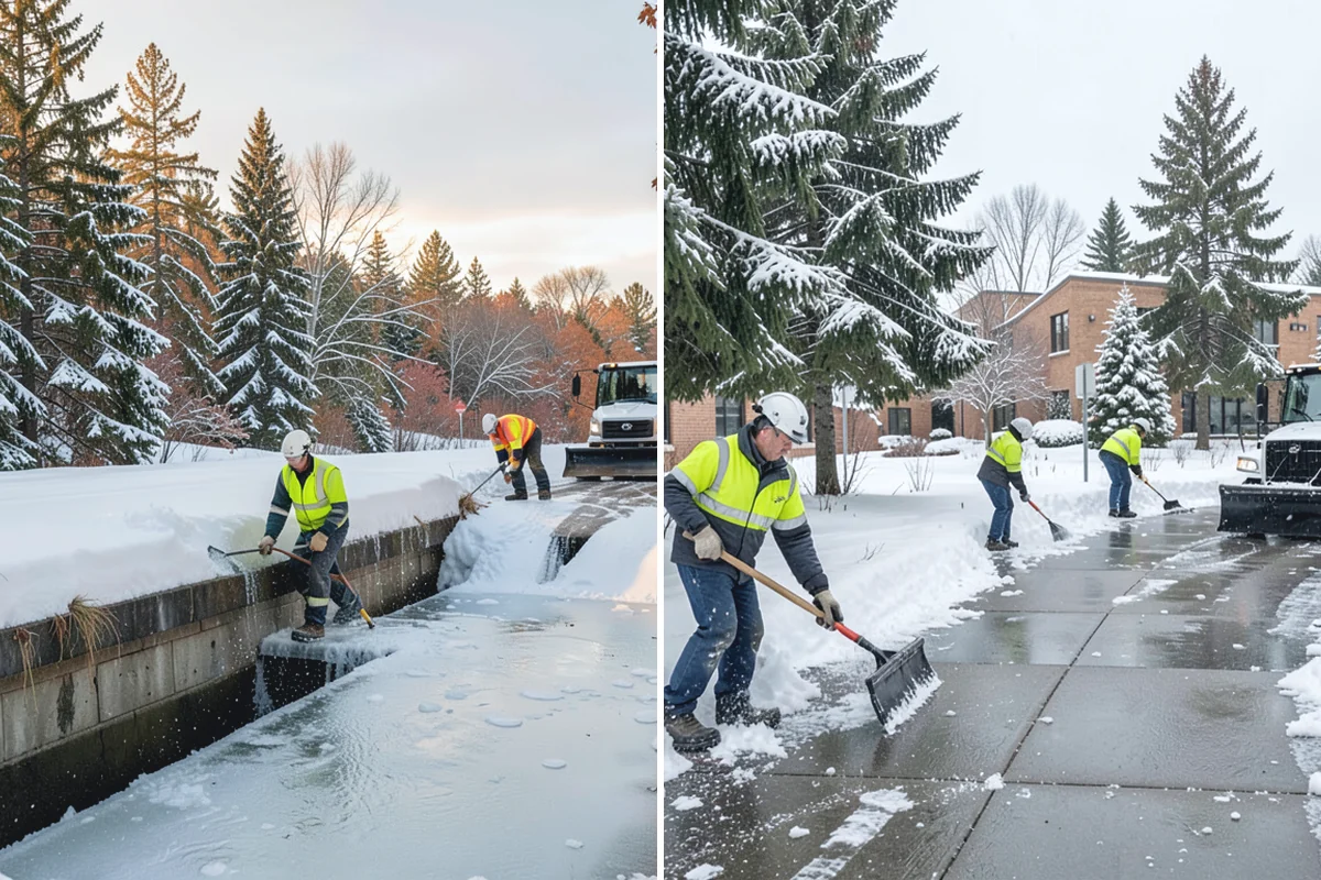 Industrial Facility Parking Lot Snow Removal in Bonney Lake, Pierce County, WA - Survey yard parking, gate approaches, and truck turning areas