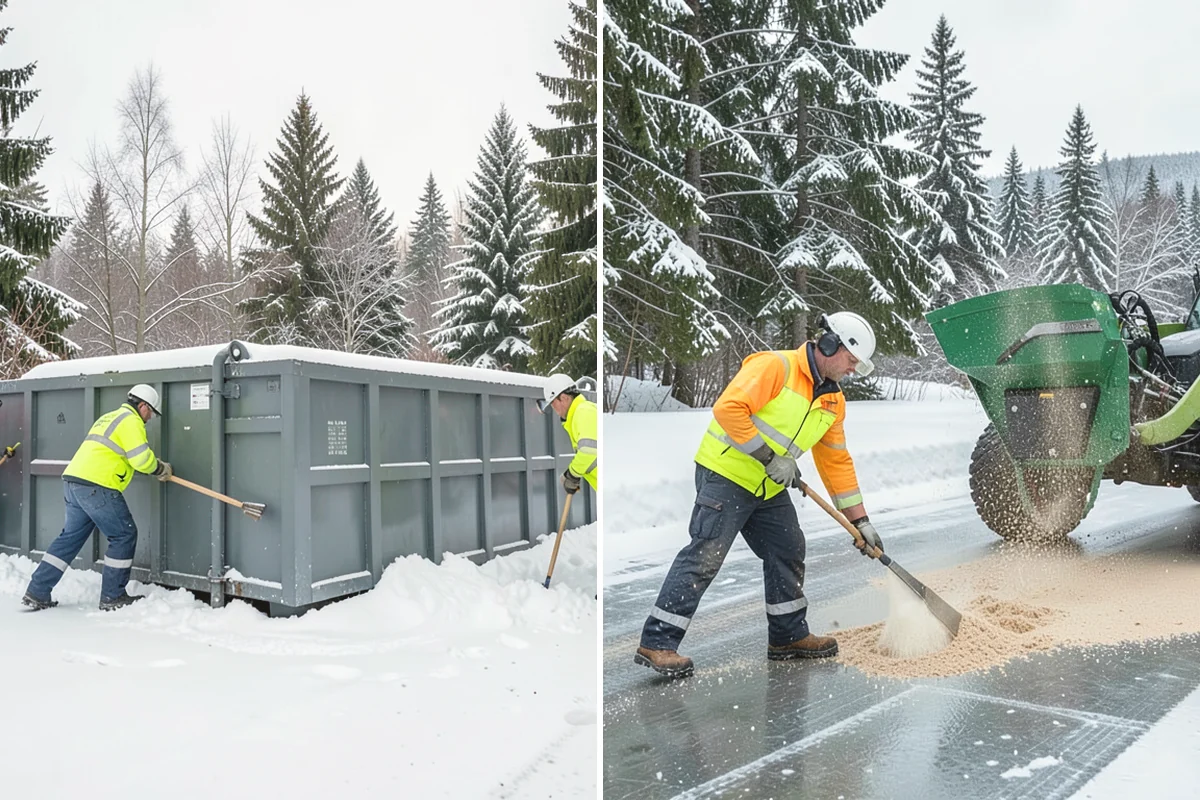 Industrial Facility Parking Lot Snow Removal in Burlington, Skagit County, WA - Survey yard parking, gate approaches, and truck turning areas