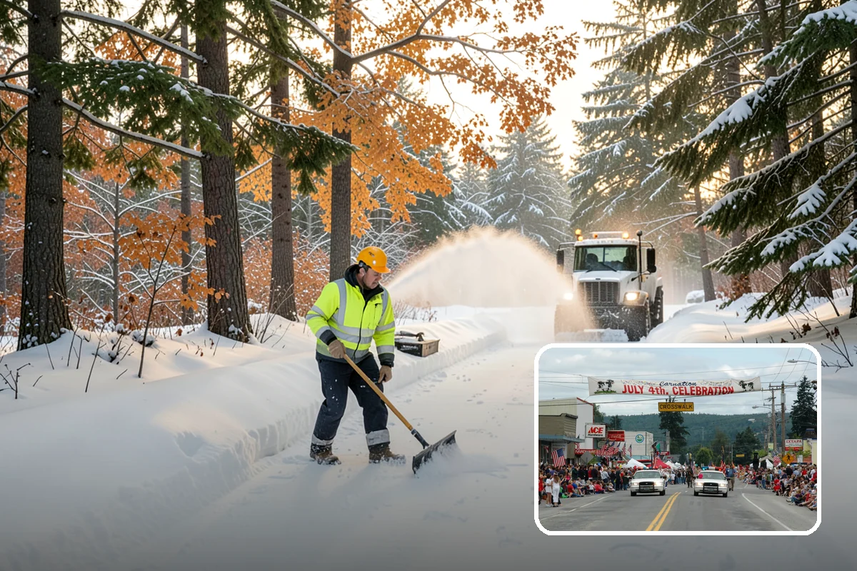 Industrial Facility Parking Lot Snow Removal in Carnation, King County, WA - Large lots and truck approaches stay open to protect production
