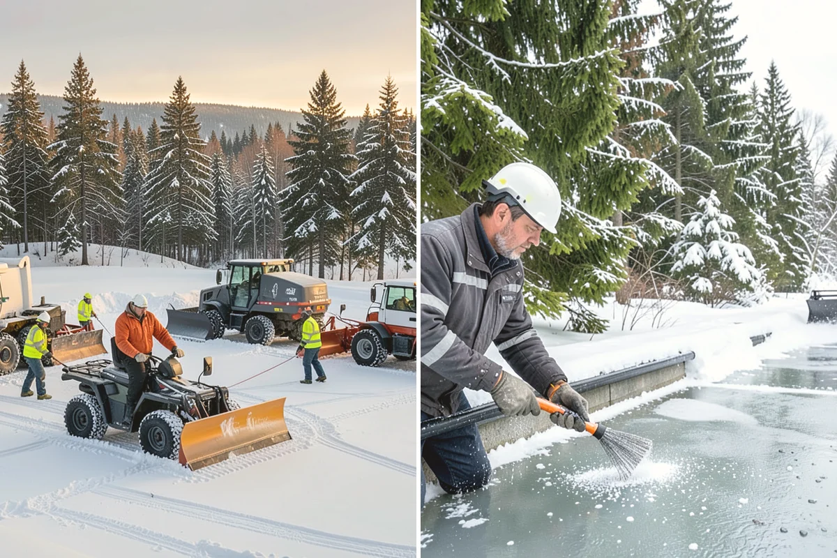 Industrial Facility Parking Lot Snow Removal in Carnation, King County, WA - Survey yard parking, gate approaches, and truck turning areas