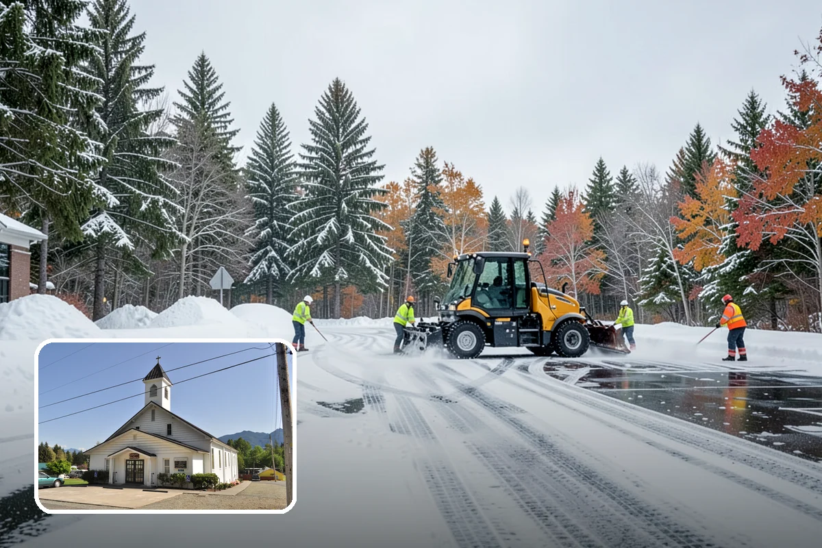 Industrial Facility Parking Lot Snow Removal in Concrete, Skagit County, WA - Large lots and truck approaches stay open to protect production