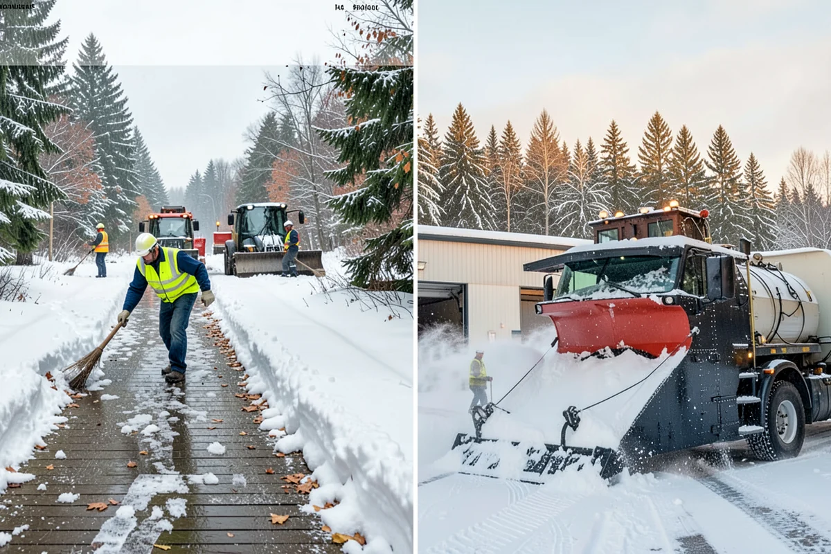 Industrial Facility Parking Lot Snow Removal in Concrete, Skagit County, WA - Survey yard parking, gate approaches, and truck turning areas