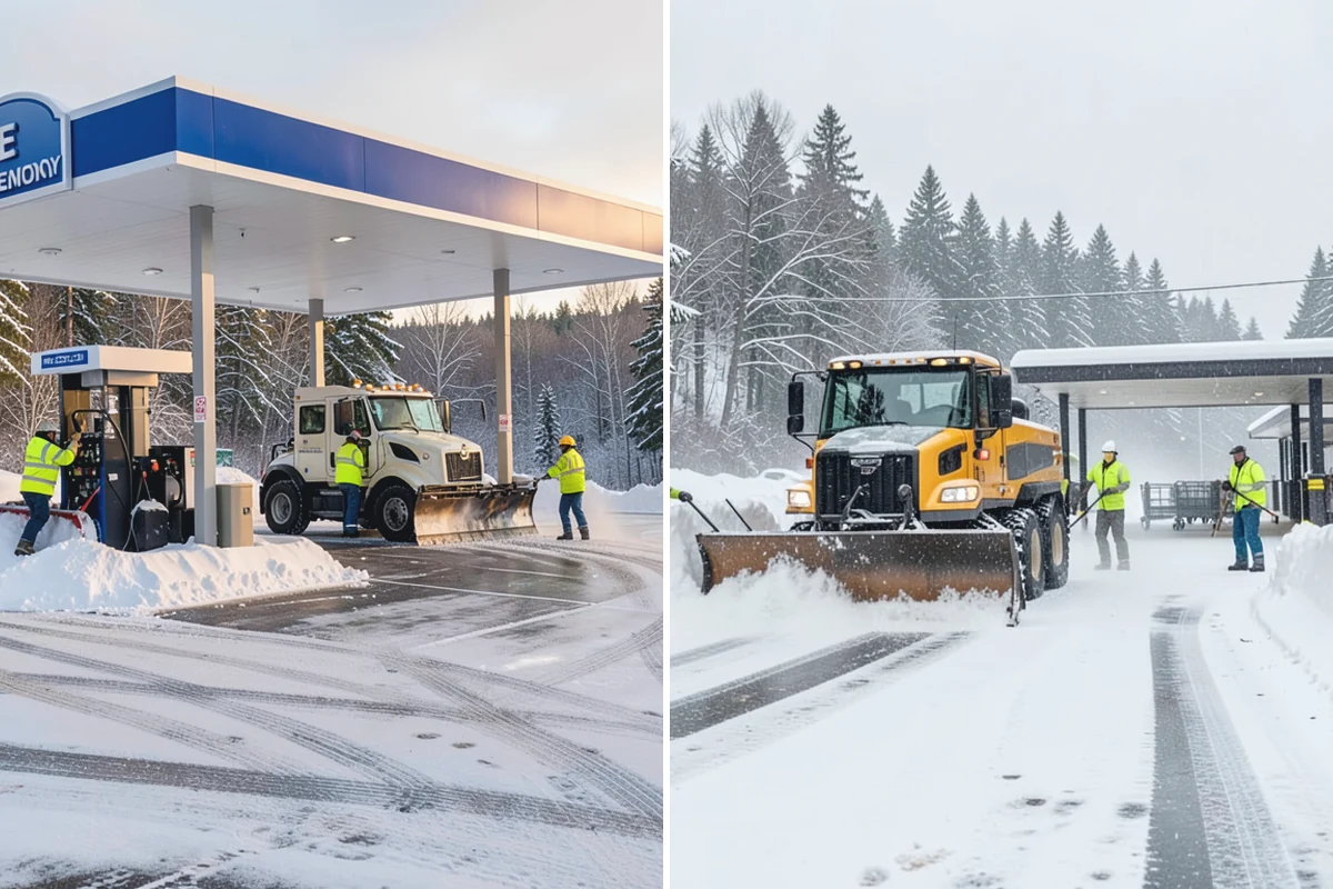 Industrial Facility Parking Lot Snow Removal in Coupeville, Island County, WA - Survey yard parking, gate approaches, and truck turning areas