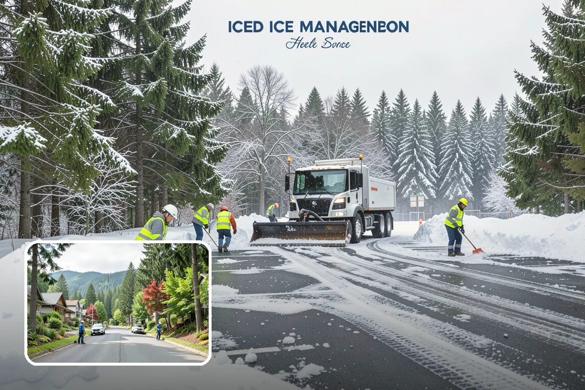Industrial Facility Parking Lot Snow Removal in Darrington, Snohomish County, WA - Large lots and truck approaches stay open to protect production