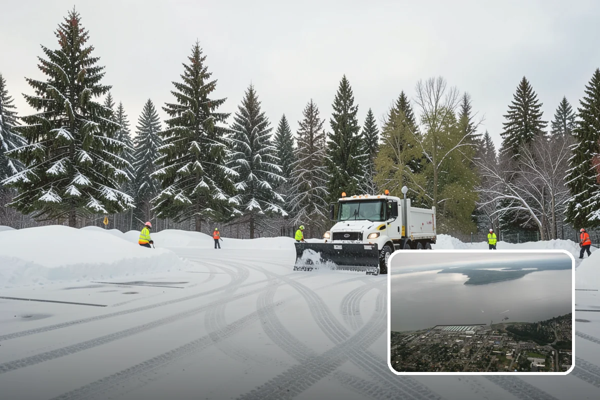 Industrial Facility Parking Lot Snow Removal in Des Moines, King County, WA - Large lots and truck approaches stay open to protect production