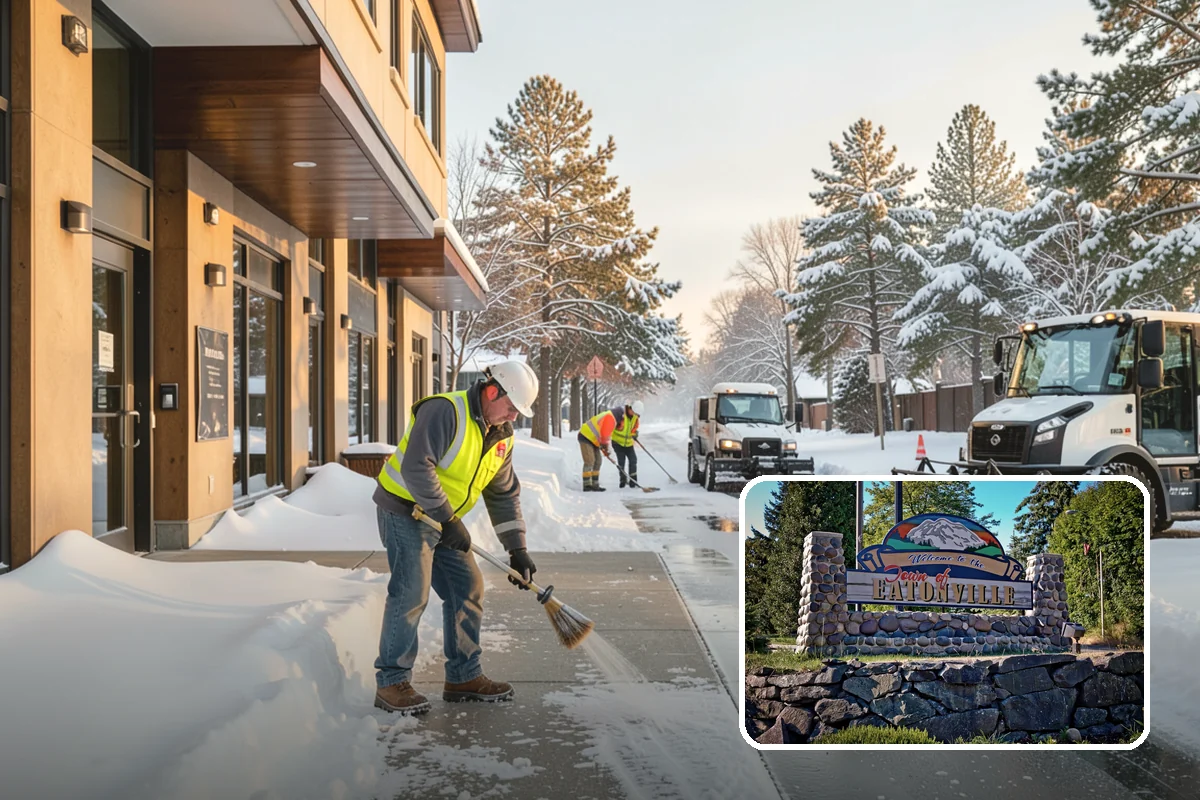 Industrial Facility Parking Lot Snow Removal in Eatonville, Pierce County, WA - Large lots and truck approaches stay open to protect production