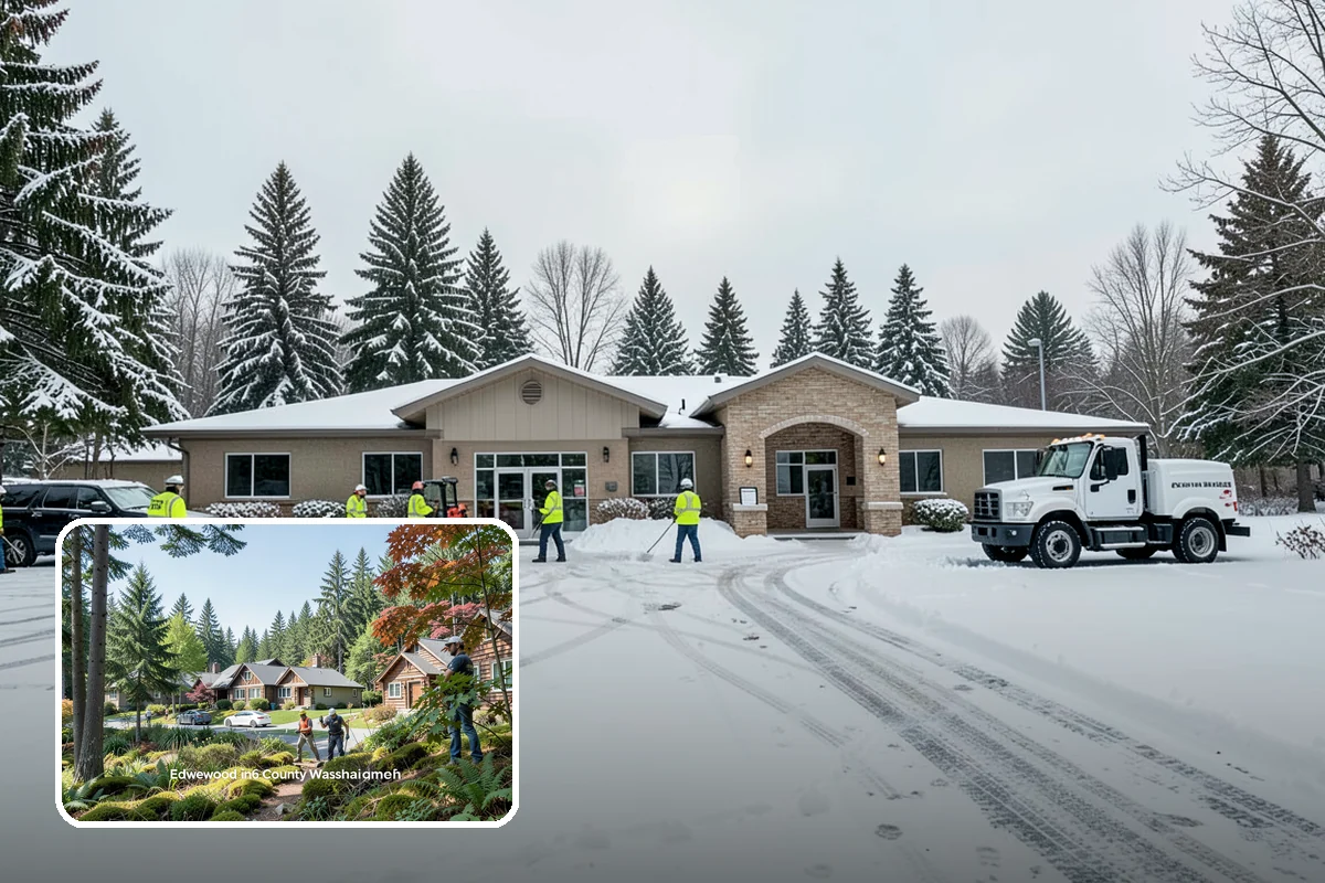 Industrial Facility Parking Lot Snow Removal in Edgewood, Pierce County, WA - Large lots and truck approaches stay open to protect production