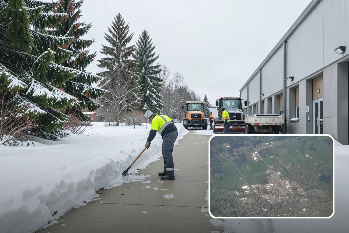 Industrial Facility Parking Lot Snow Removal in Enumclaw, King County, WA - Large lots and truck approaches stay open to protect production