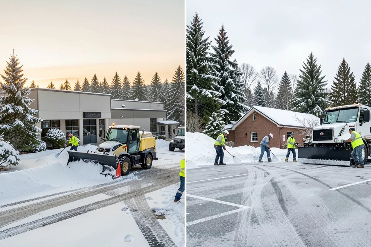 Industrial Facility Parking Lot Snow Removal in Enumclaw, King County, WA - Survey yard parking, gate approaches, and truck turning areas