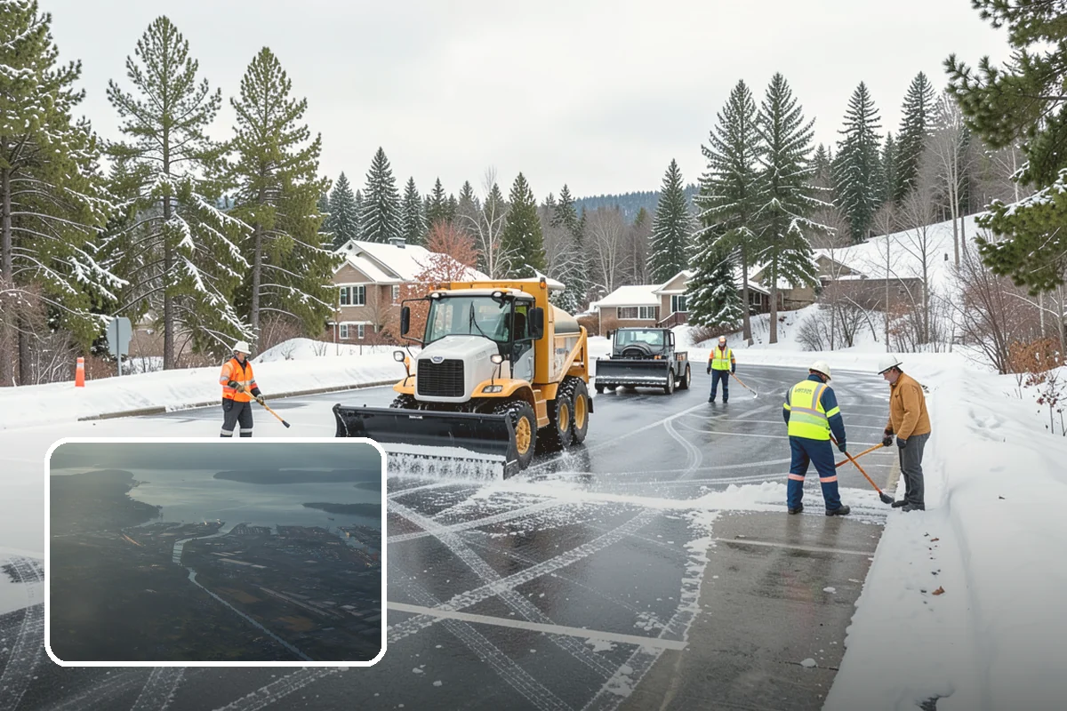 Industrial Facility Parking Lot Snow Removal in Fife, Pierce County, WA - Large lots and truck approaches stay open to protect production