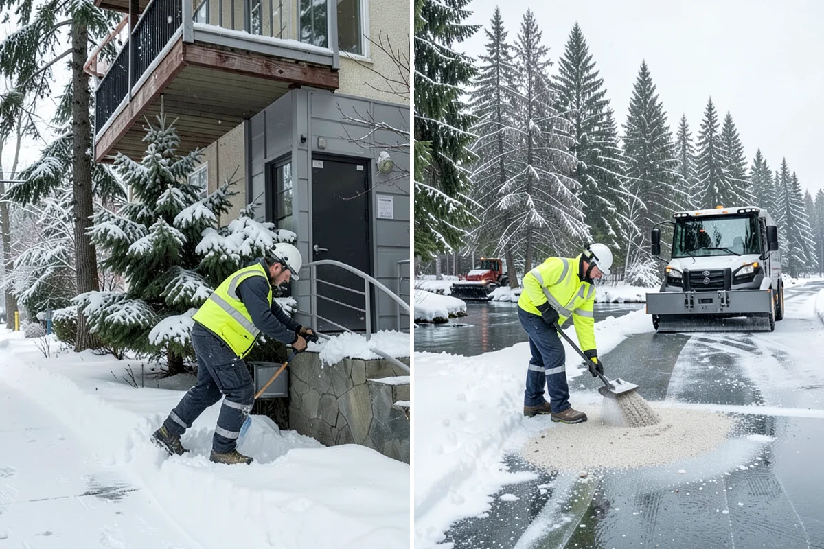 Industrial Facility Parking Lot Snow Removal in Fircrest, Pierce County, WA - Survey yard parking, gate approaches, and truck turning areas