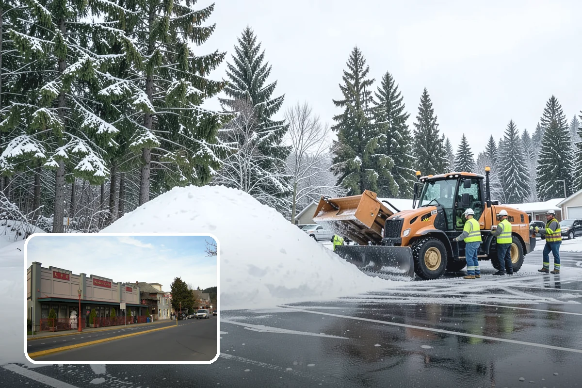 Industrial Facility Parking Lot Snow Removal in Issaquah, King County, WA - Large lots and truck approaches stay open to protect production