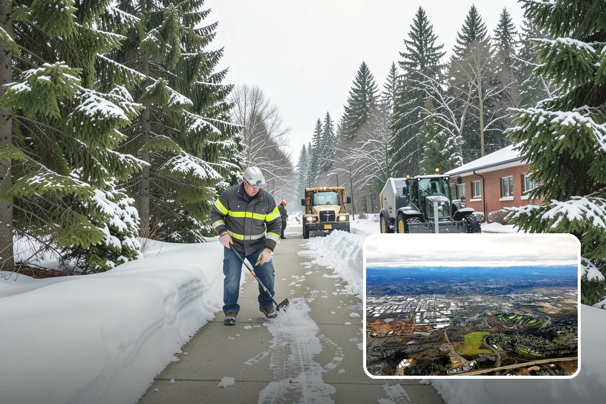 Industrial Facility Parking Lot Snow Removal in Kent, King County, WA - Large lots and truck approaches stay open to protect production
