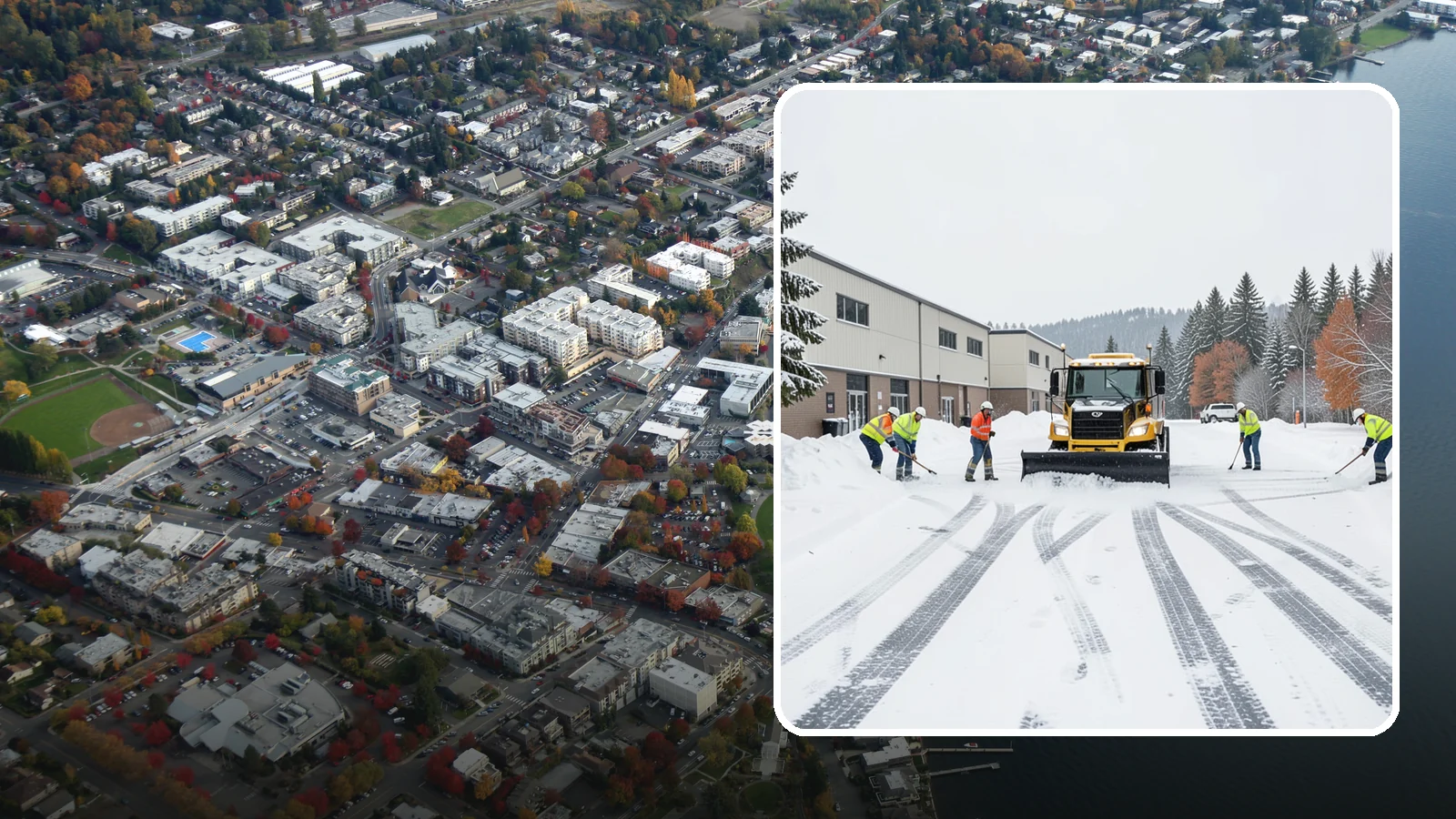 Industrial Facility Parking Lot Snow Removal in Kirkland, King County, WA - We clear large industrial lots and truck approaches so Western Washington operations keep running through winter weather.