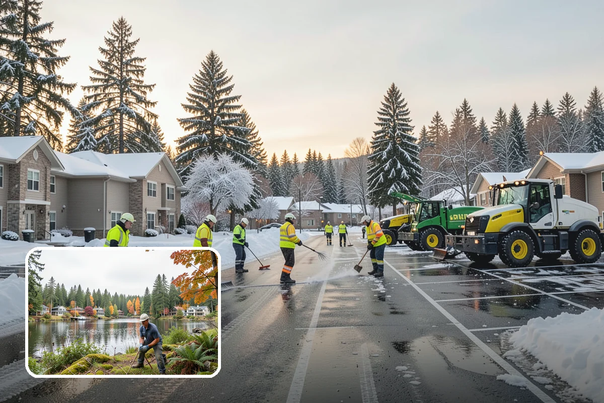 Industrial Facility Parking Lot Snow Removal in La Conner, Skagit County, WA - Large lots and truck approaches stay open to protect production