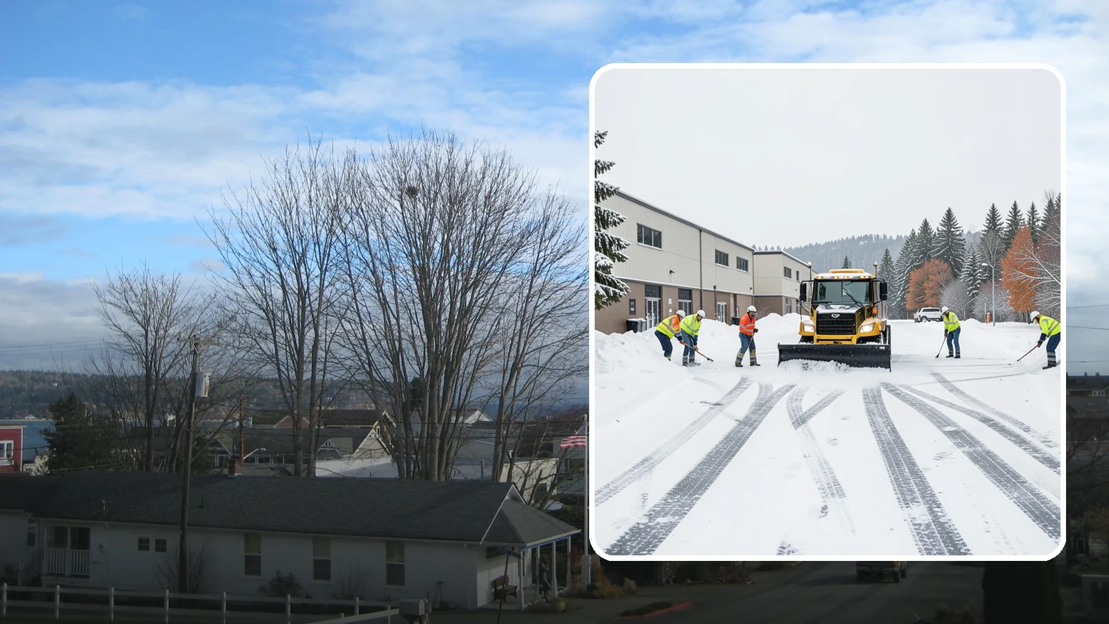 Industrial Facility Parking Lot Snow Removal in Langley, Island County, WA - We clear large industrial lots and truck approaches so Western Washington operations keep running through winter weather.