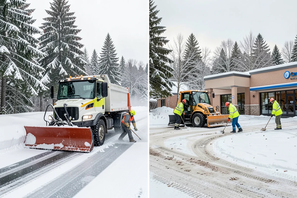Industrial Facility Parking Lot Snow Removal in Lyman, Skagit County, WA - Survey yard parking, gate approaches, and truck turning areas