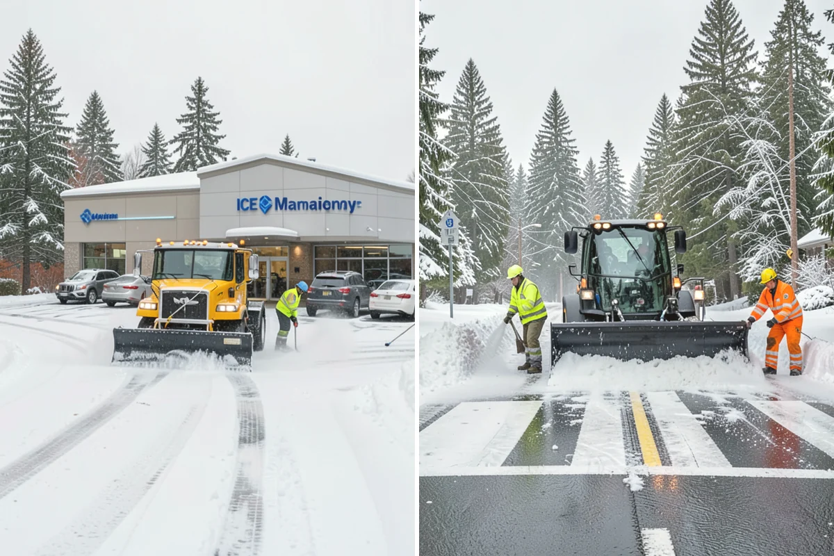Industrial Facility Parking Lot Snow Removal in Mill Creek, Snohomish County, WA - Survey yard parking, gate approaches, and truck turning areas