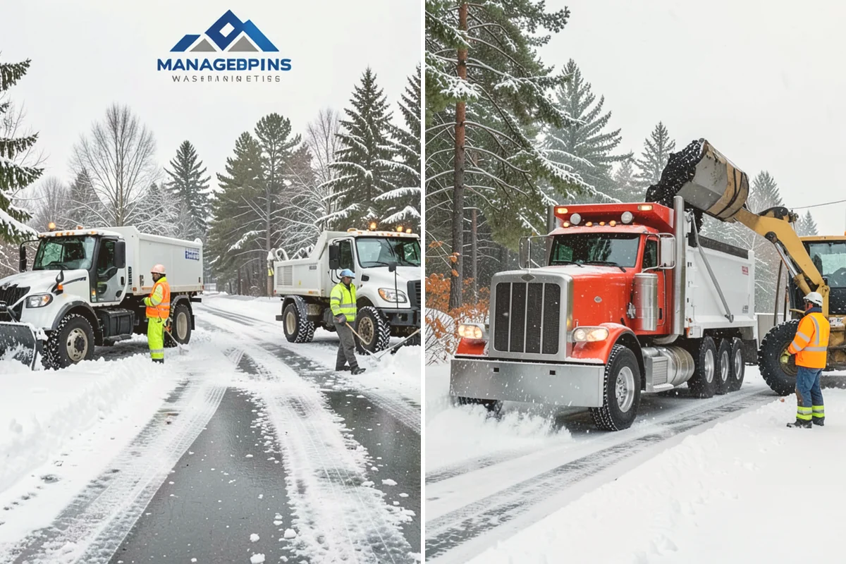 Industrial Facility Parking Lot Snow Removal in Milton, King County, WA - Survey yard parking, gate approaches, and truck turning areas