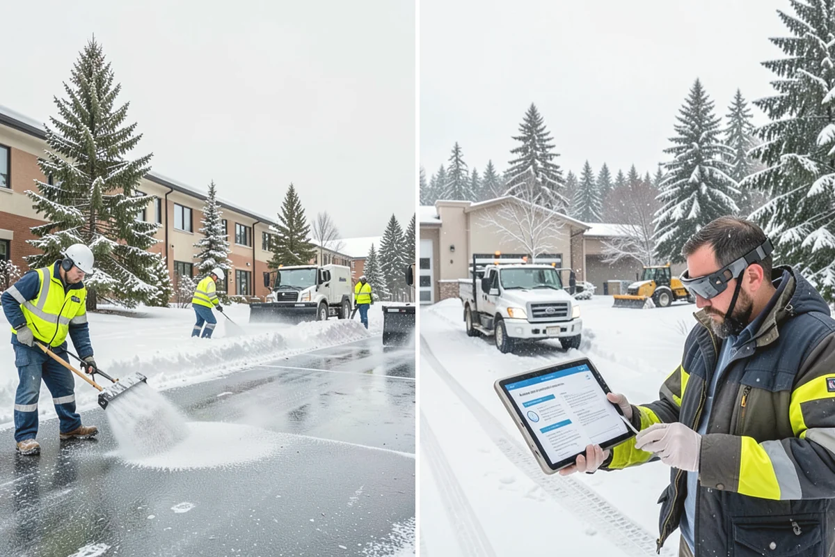 Industrial Facility Parking Lot Snow Removal in Monroe, Snohomish County, WA - Survey yard parking, gate approaches, and truck turning areas
