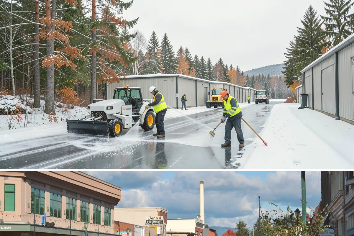 Industrial Facility Parking Lot Snow Removal in Monroe, Snohomish County, WA - Industrial lots in the Puget Sound region need the most winter clearing from December through February, when cold snaps threaten...