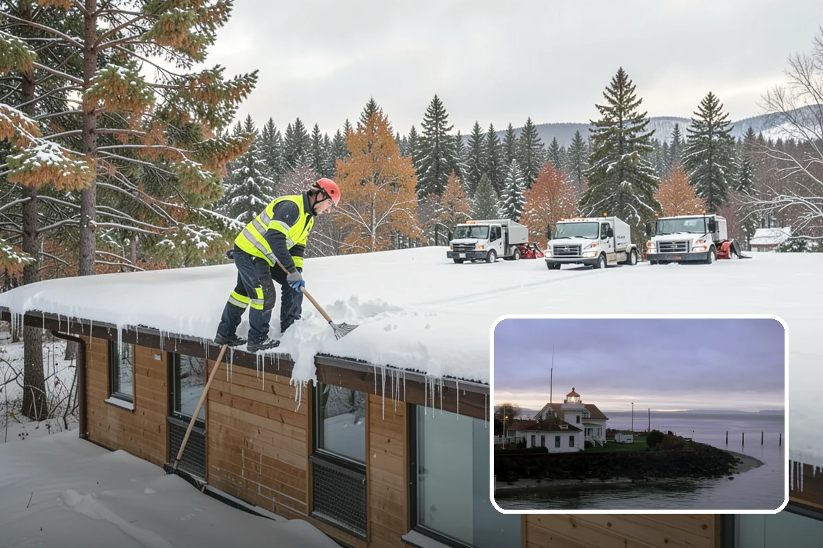 Industrial Facility Parking Lot Snow Removal in Mukilteo, Snohomish County, WA - Large lots and truck approaches stay open to protect production