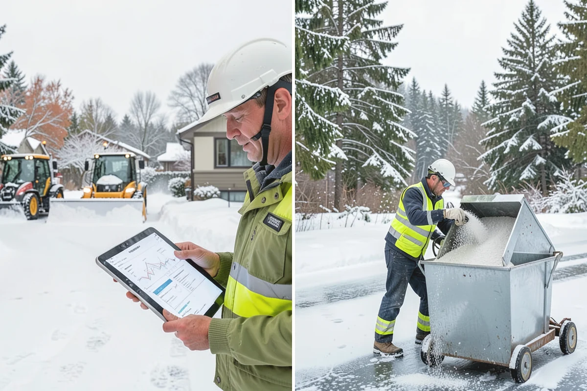 Industrial Facility Parking Lot Snow Removal in Mukilteo, Snohomish County, WA - Survey yard parking, gate approaches, and truck turning areas