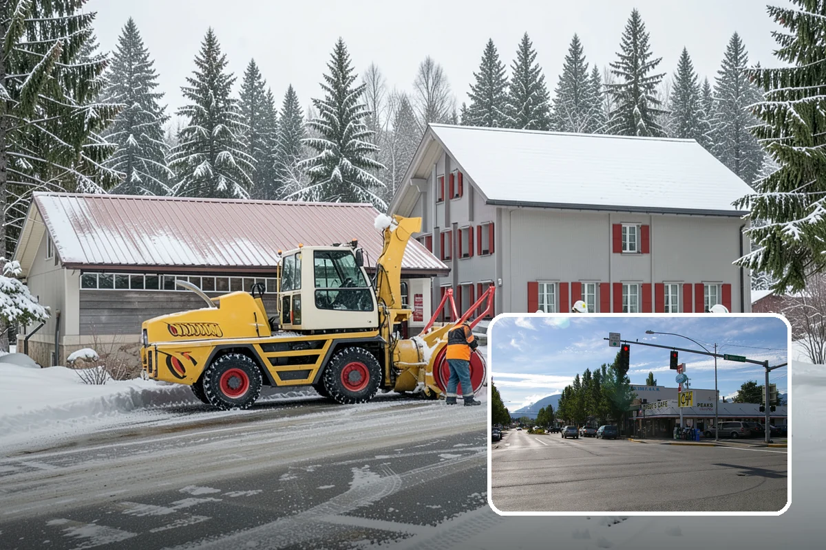 Industrial Facility Parking Lot Snow Removal in North Bend, King County, WA - Large lots and truck approaches stay open to protect production