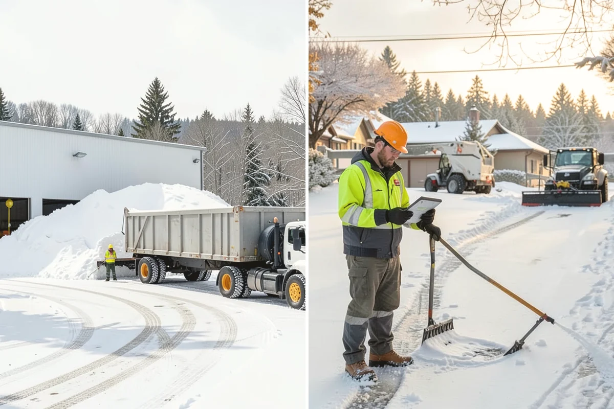 Industrial Facility Parking Lot Snow Removal in Oak Harbor, Island County, WA - Survey yard parking, gate approaches, and truck turning areas