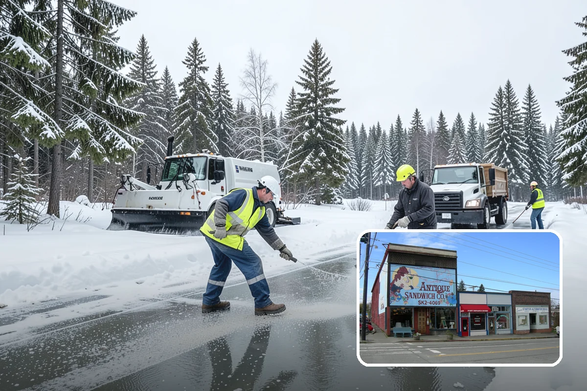 Industrial Facility Parking Lot Snow Removal in Ruston, Pierce County, WA - Large lots and truck approaches stay open to protect production
