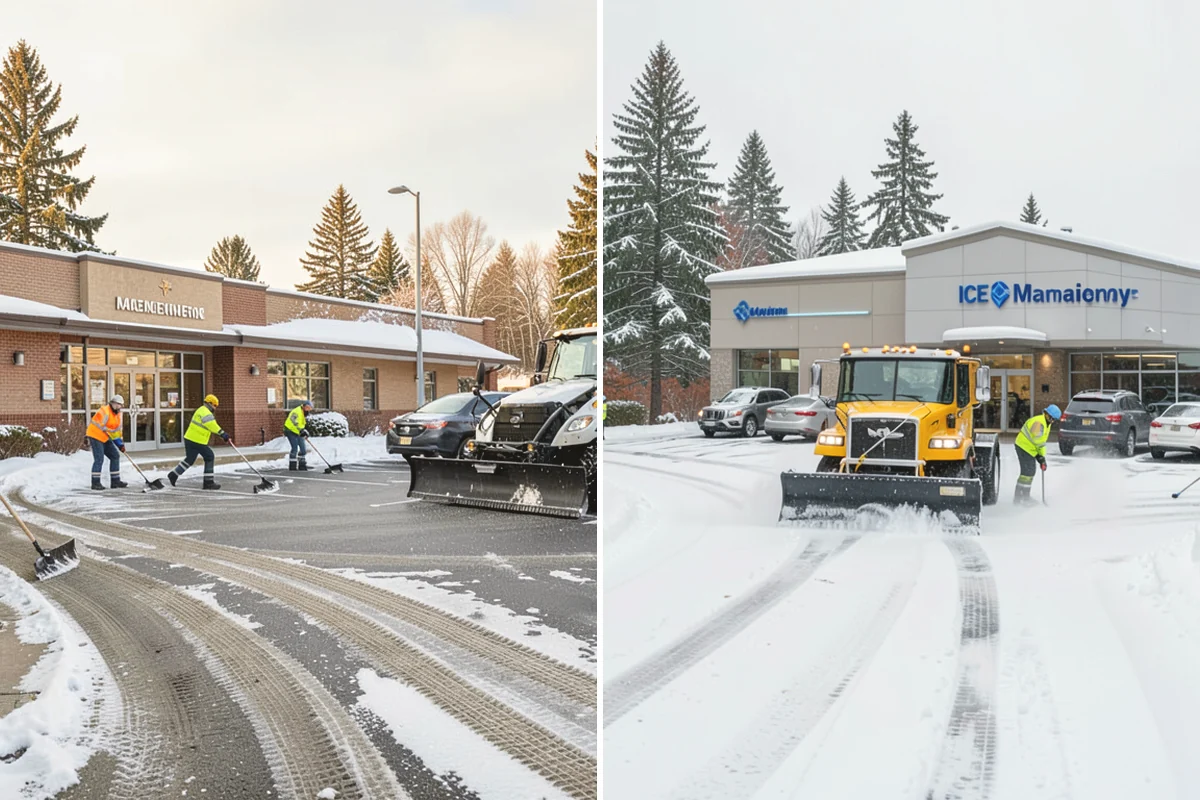 Industrial Facility Parking Lot Snow Removal in Ruston, Pierce County, WA - Survey yard parking, gate approaches, and truck turning areas