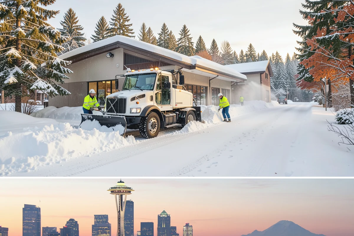 Industrial Facility Parking Lot Snow Removal in Seattle, King County, WA - Industrial lots in the Puget Sound region need the most winter clearing from December through February, when cold snaps threaten...