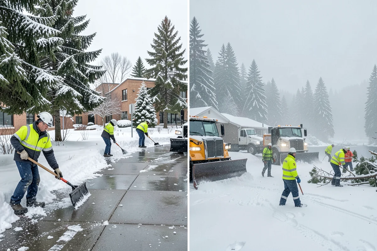 Industrial Facility Parking Lot Snow Removal in Sedro-Woolley, Skagit County, WA - Survey yard parking, gate approaches, and truck turning areas