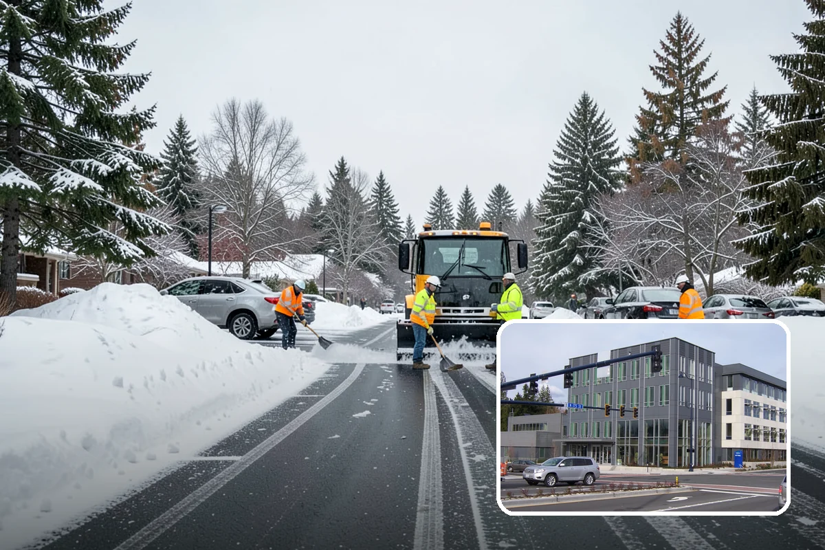 Industrial Facility Parking Lot Snow Removal in Shoreline, King County, WA - Large lots and truck approaches stay open to protect production