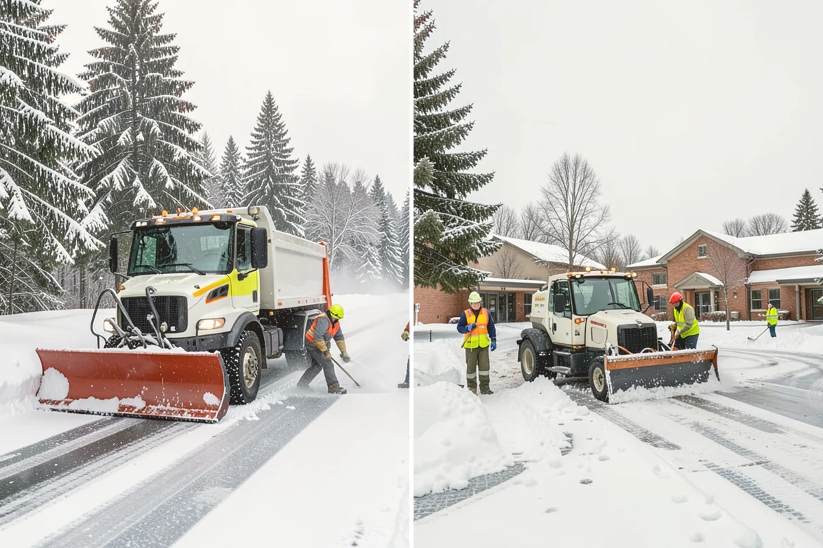 Industrial Facility Parking Lot Snow Removal in Stanwood, Snohomish County, WA - Survey yard parking, gate approaches, and truck turning areas