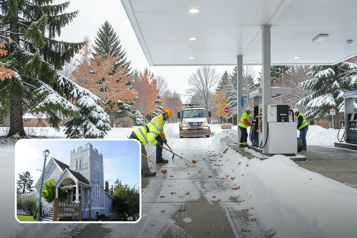 Industrial Facility Parking Lot Snow Removal in Steilacoom, Pierce County, WA - Large lots and truck approaches stay open to protect production