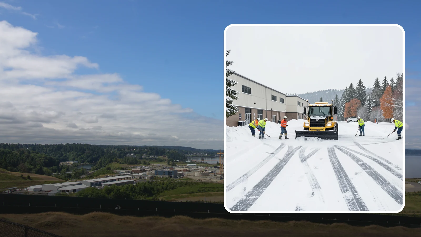 Industrial Facility Parking Lot Snow Removal in University Place, Pierce County, WA - We clear large industrial lots and truck approaches so Western Washington operations keep running through winter weather.