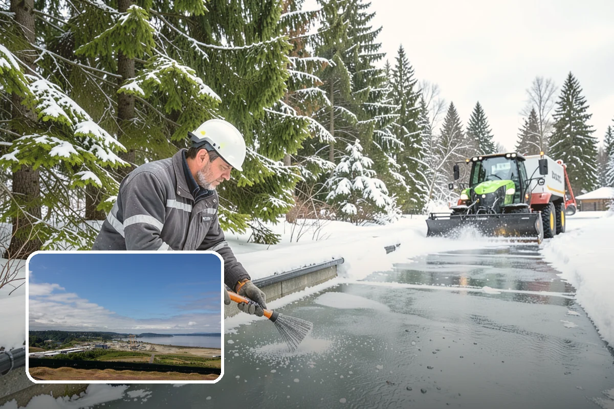 Industrial Facility Parking Lot Snow Removal in University Place, Pierce County, WA - Large lots and truck approaches stay open to protect production