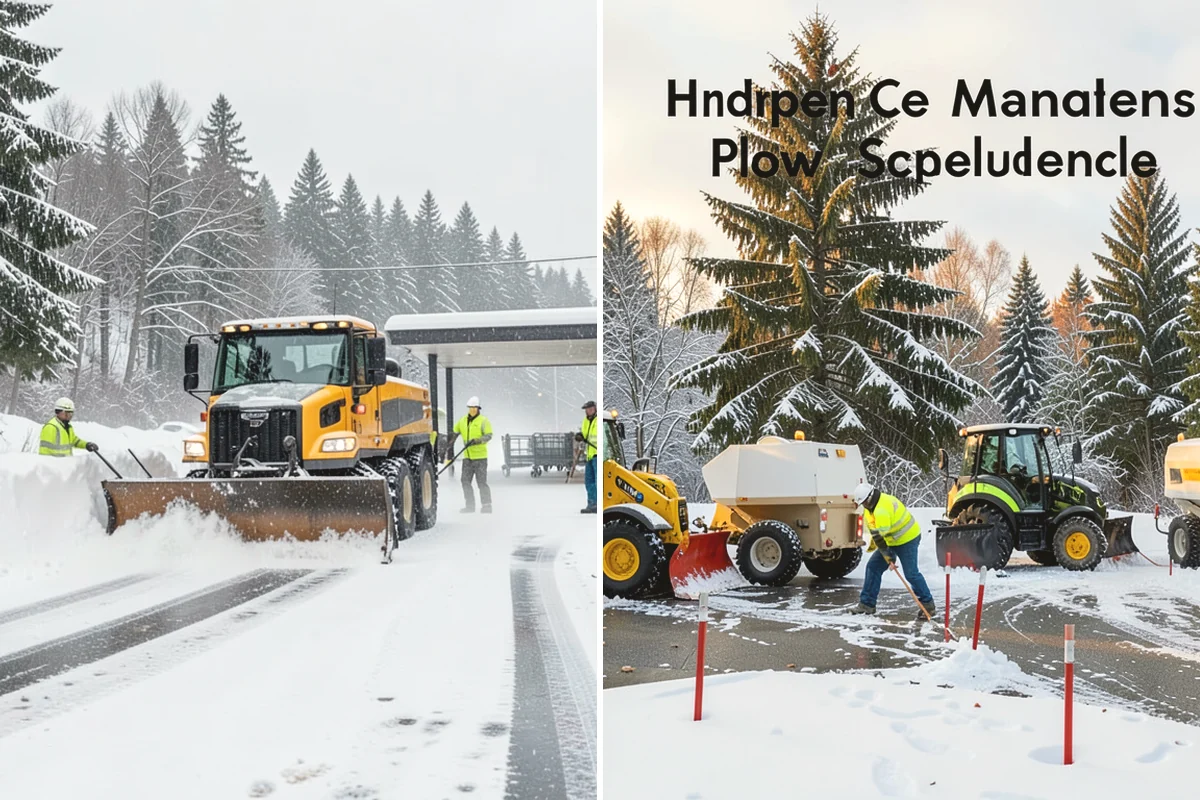 Industrial Facility Parking Lot Snow Removal in University Place, Pierce County, WA - Survey yard parking, gate approaches, and truck turning areas