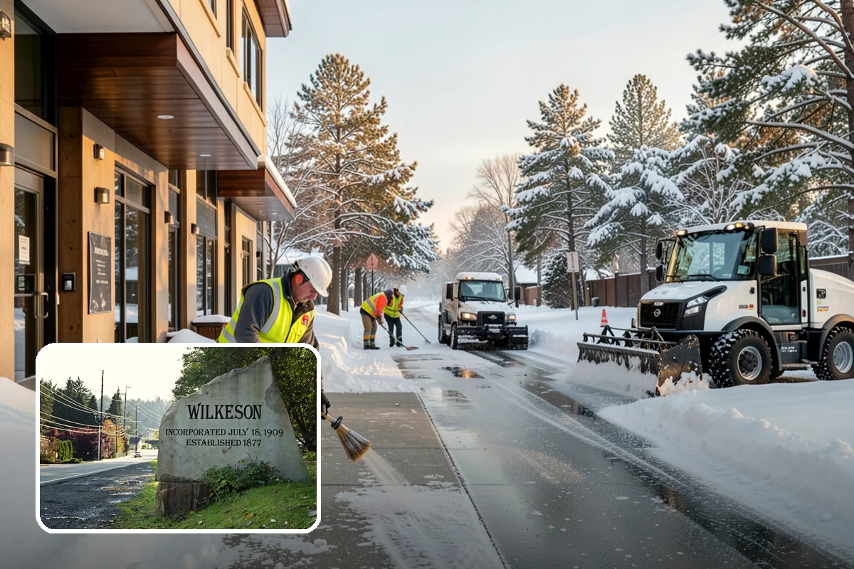 Industrial Facility Parking Lot Snow Removal in Wilkeson, Pierce County, WA - Large lots and truck approaches stay open to protect production