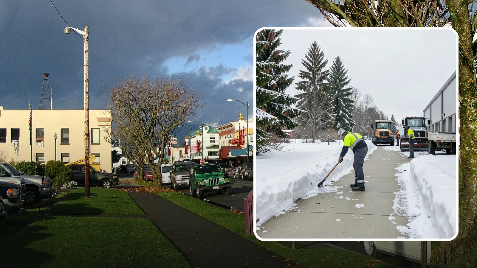 Industrial Facility Sidewalk Clearing in Arlington, Snohomish County, WA - Worker-safety sidewalk clearing for Western Washington industrial facilities, keeping crew walkways between buildings and lots...