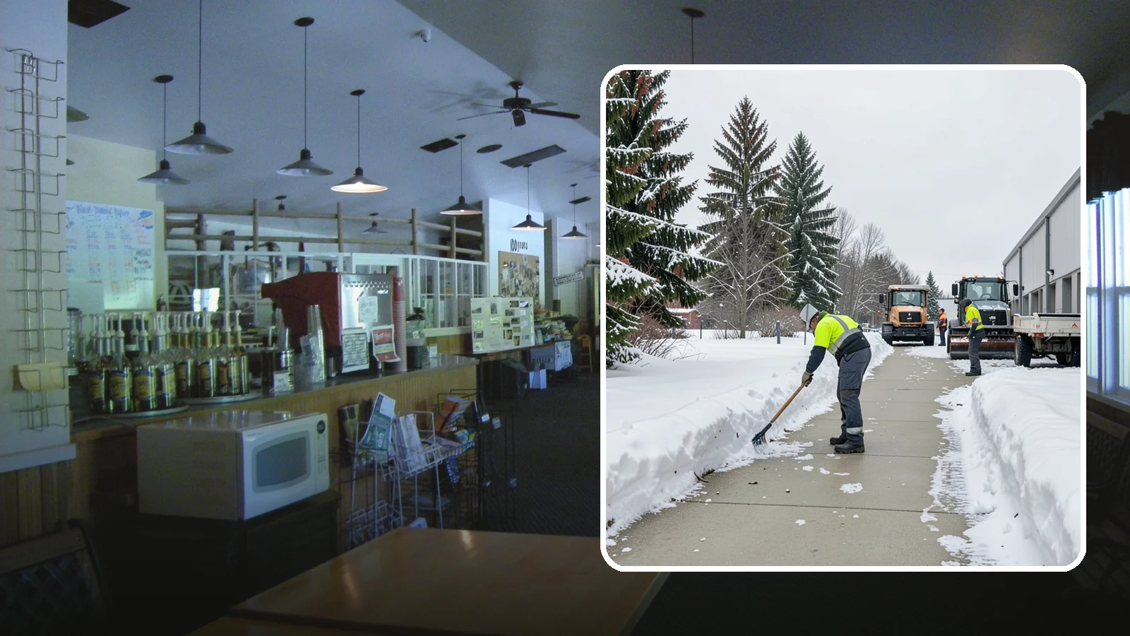 Industrial Facility Sidewalk Clearing in Black Diamond, King County, WA - Worker-safety sidewalk clearing for Western Washington industrial facilities, keeping crew walkways between buildings and lots...