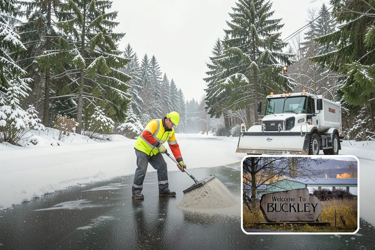 Industrial Facility Sidewalk Clearing in Buckley, Pierce County, WA - Reduces Washington L and I worker injury claims and lost time