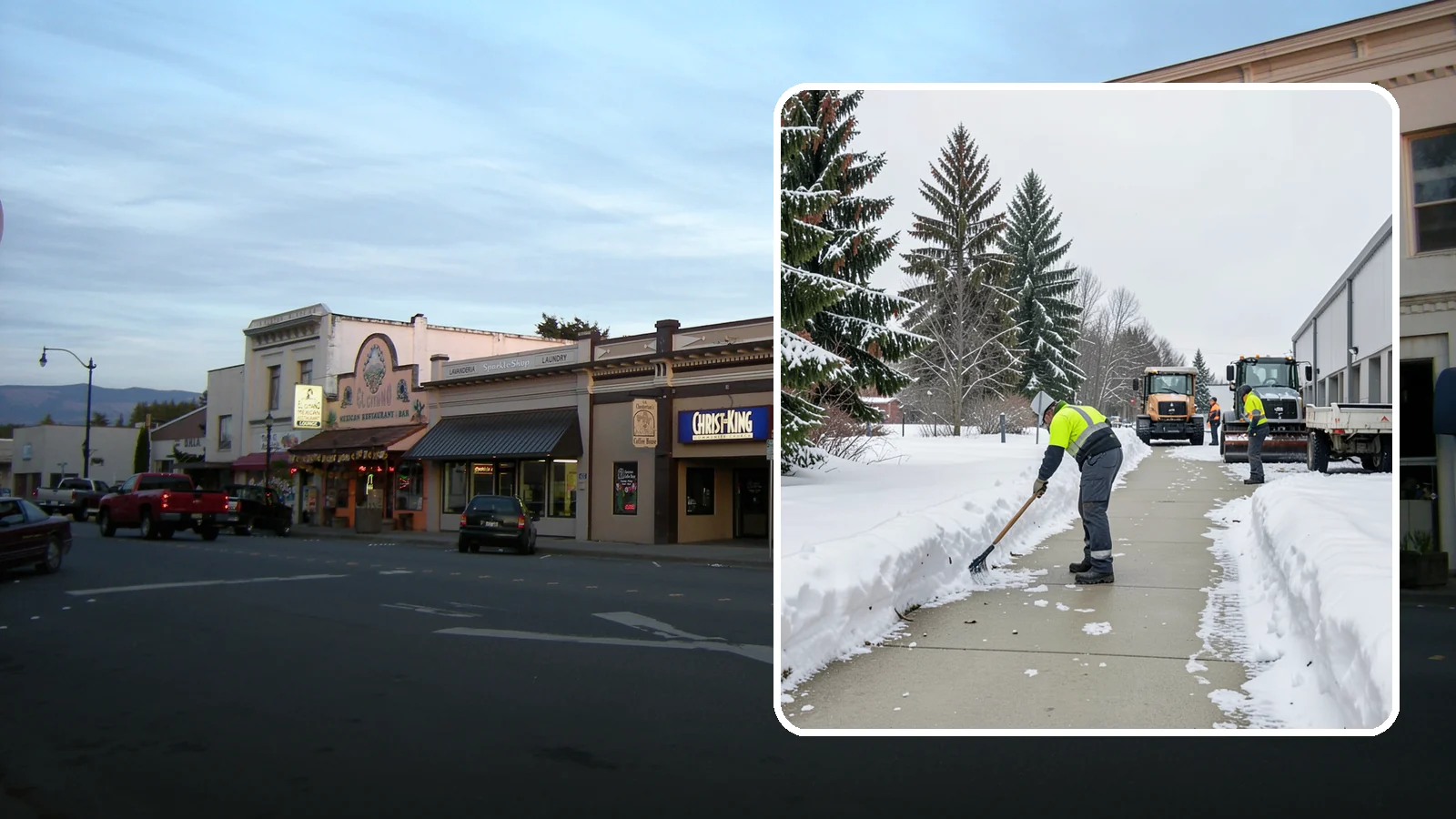 Industrial Facility Sidewalk Clearing in Burlington, Skagit County, WA - Worker-safety sidewalk clearing for Western Washington industrial facilities, keeping crew walkways between buildings and lots...
