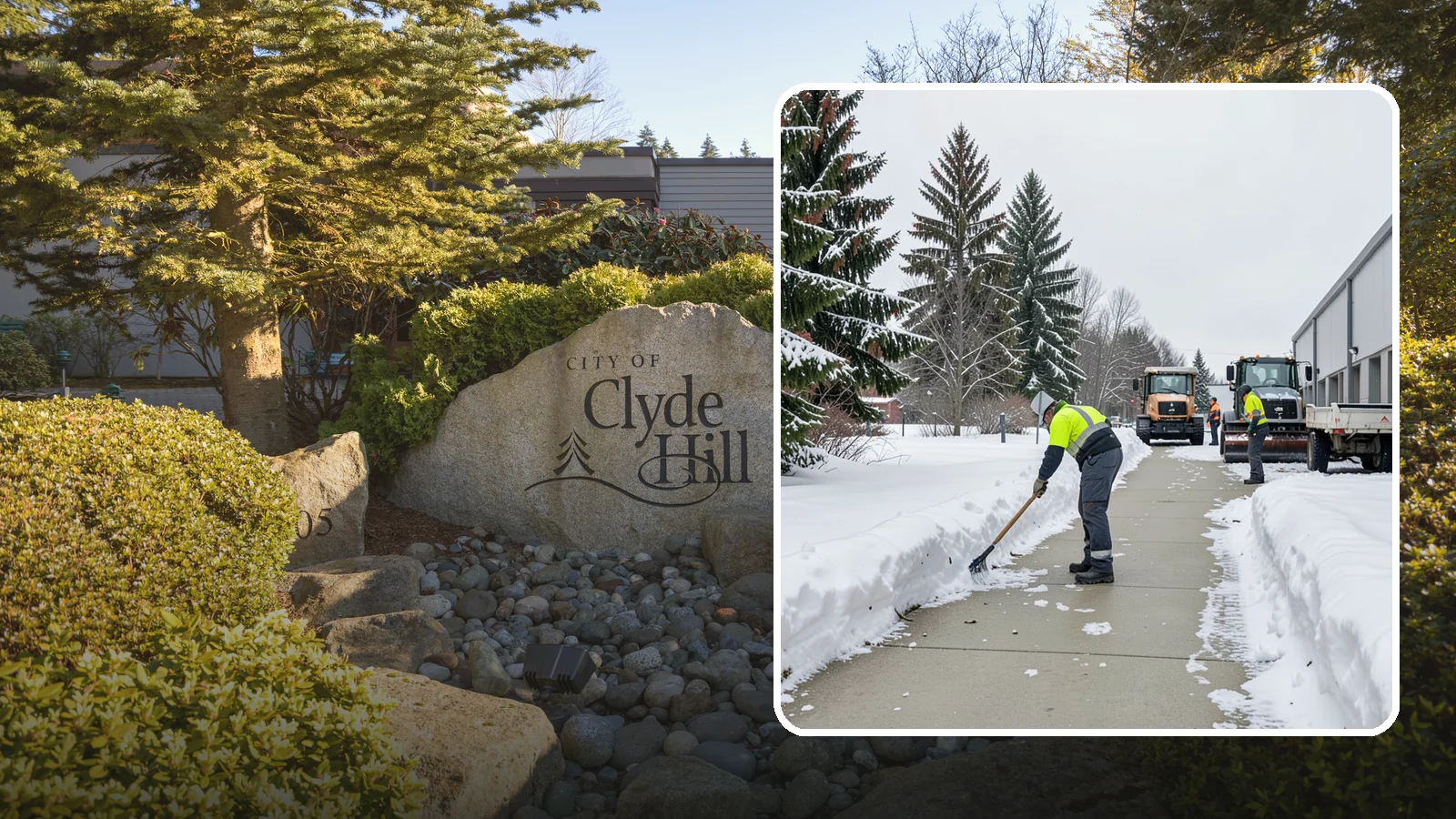 Industrial Facility Sidewalk Clearing in Clyde Hill, King County, WA - Worker-safety sidewalk clearing for Western Washington industrial facilities, keeping crew walkways between buildings and lots...